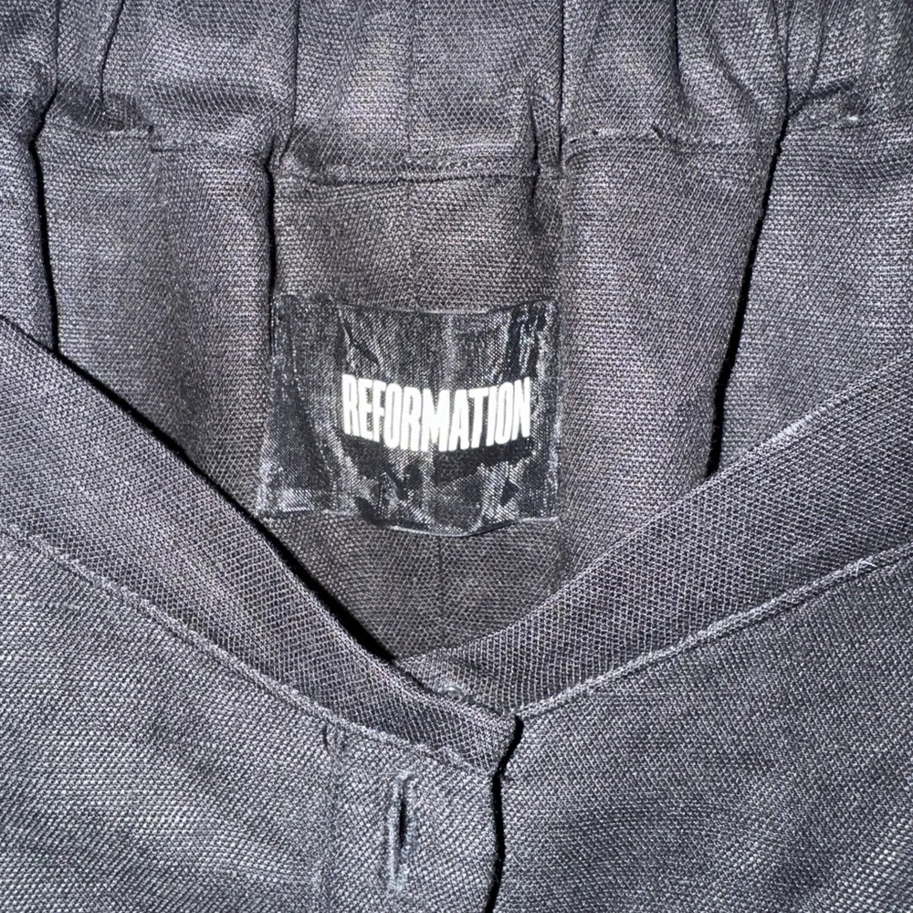 Size 4 Black Button Up Linen Reformation Dress - Picture 3 of 10